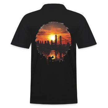Panorama du coucher de soleil avec skyline - Polo Homme - noir - Dos - Kai (181cm)