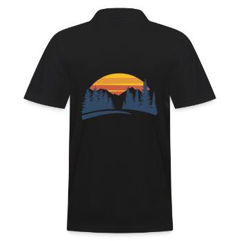Sonnenuntergang Wald Naturerlebnis - Männer Poloshirt - Schwarz - Hinten - Kai (181cm)