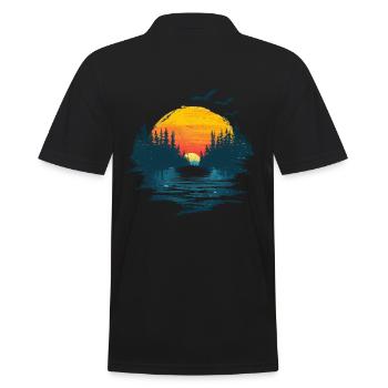 Sunrise nature idyll with birds - Men's Polo Shirt - black - Back - Kai (181cm)