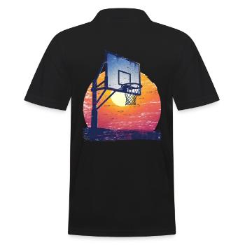 Sonnenuntergang Basketball Silhouette - Männer Poloshirt - Schwarz - Hinten - Kai (181cm)