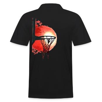 Streetball Sonnenuntergang Dynamik - Männer Poloshirt - Schwarz - Hinten - Kai (181cm)