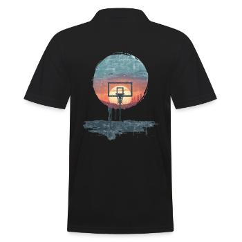 Urban Sunset Basketball Motif - Men's Polo Shirt - black - Back - Kai (181cm)