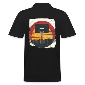 Basketball Sunset Retro Look - Men's Polo Shirt - black - Back - Kai (181cm)