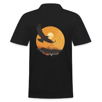 Majestätischer Adler Im Sonnenuntergang - Männer Poloshirt - Schwarz - Hinten - Kai (181cm)