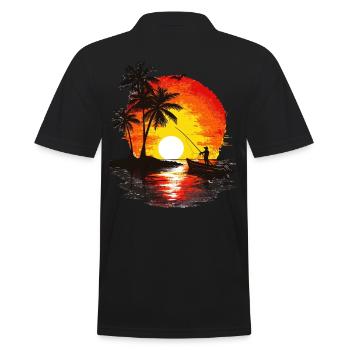 Coucher de soleil Pêche Île Tropicale - Polo Homme - noir - Dos - Kai (181cm)