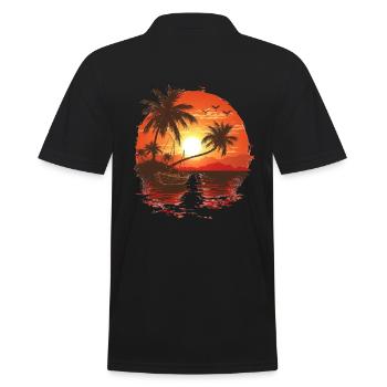 Tropischer Sonnenuntergang Mit Palmen - Männer Poloshirt - Schwarz - Hinten - Kai (181cm)