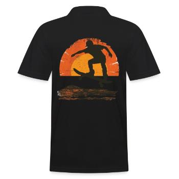 Silhouette de planche à roulettes coucher de soleil - Polo Homme - noir - Dos - Kai (181cm)