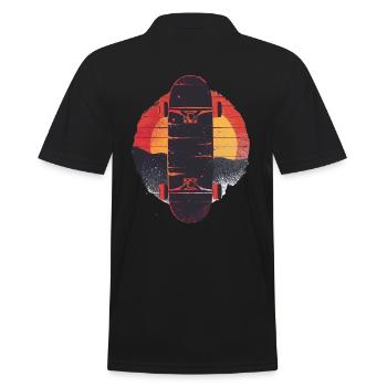 Skateboard Sunset Retro Style - Männer Poloshirt - Schwarz - Hinten - Kai (181cm)