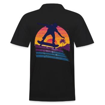 Silhouette de planche à roulettes coucher de soleil - Polo Homme - noir - Dos - Kai (181cm)