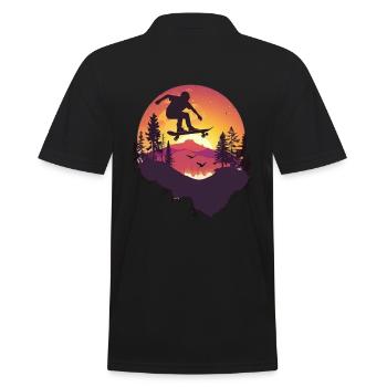 Skateboarder Silhouette Sunset - Men's Polo Shirt - black - Back - Kai (181cm)