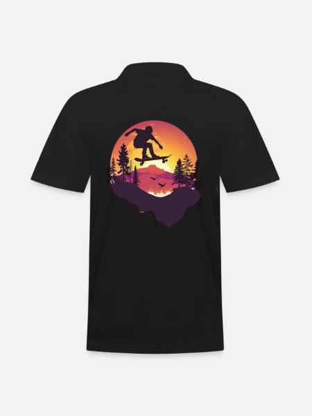 Skateboarder Silhouette Sunset - Men's Polo Shirt - black