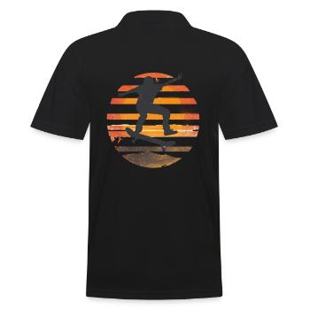 Silhouette de planche à roulettes coucher de soleil - Polo Homme - noir - Dos - Kai (181cm)