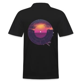Coucher de soleil rétro et montagnes - Polo Homme - noir - Dos - Kai (181cm)