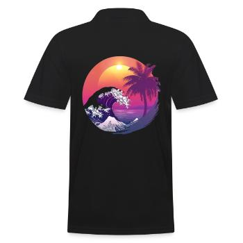 Ocean Sea Wave Sunset Background - Men's Polo Shirt - black - Back - Kai (181cm)