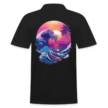 Ocean Sea Wave Sunset Background - Men's Polo Shirt - black - Back - Kai (181cm)