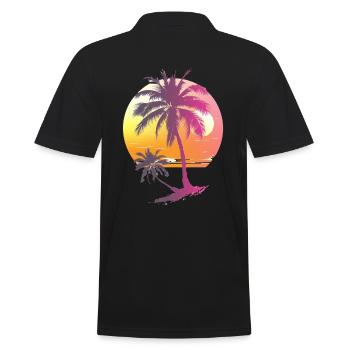 Océan Palmiers Vintage Rétro Coucher de soleil - Polo Homme - noir - Dos - Kai (181cm)