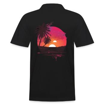Océan Palmiers Vintage Rétro Coucher de soleil - Polo Homme - noir - Dos - Kai (181cm)