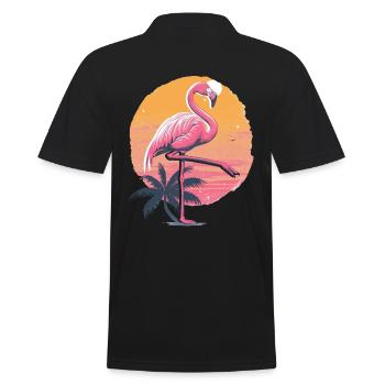 Flamingo Plamen Coucher de soleil Illustration - Polo Homme - noir - Dos - Kai (181cm)
