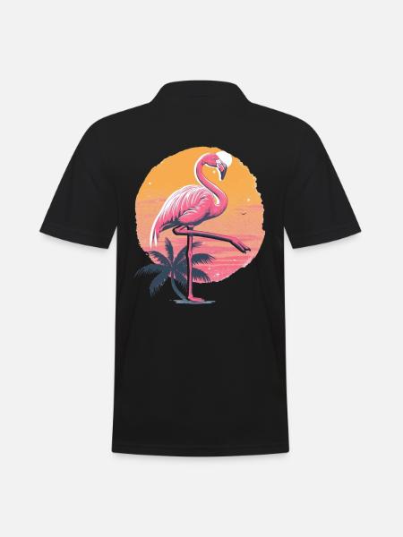 Flamingo Plamen Sunset Illustration - Men's Polo Shirt - black