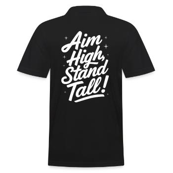 Visez haut, tenez debout, message de motivation - Polo Homme - noir - Dos - Kai (181cm)