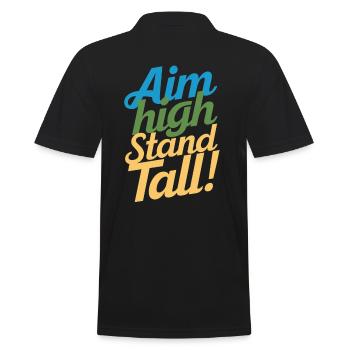 Goals High, Stand tall – pure motivation - Men's Polo Shirt - black - Back - Kai (181cm)