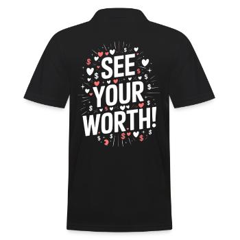 Recognize Your Worth Motivational Quote - Men's Polo Shirt - black - Back - Kai (181cm)
