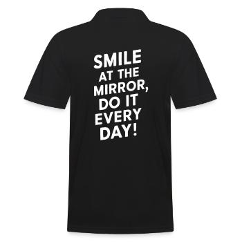 Souriez tous les jours lorsque vous vous regardez dans le miroir - Polo Homme - noir - Dos - Kai (181cm)