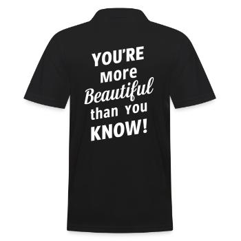 You're more beautiful than you think - Men's Polo Shirt - black - Back - Kai (181cm)