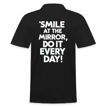 Smile At The Mirror Jeden Tag Motivation - Männer Poloshirt - Schwarz - Hinten - Kai (181cm)
