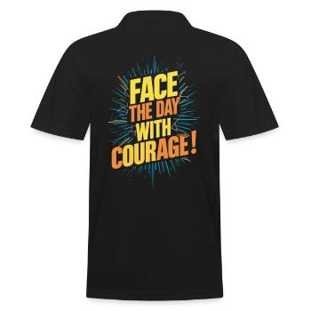 Face the day with courage - Men's Polo Shirt - black - Back - Kai (181cm)
