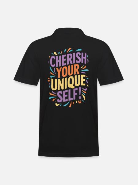 Cherish Your Unique Self Message - Men's Polo Shirt - black