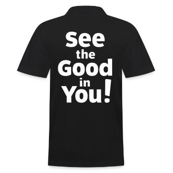 Recognize the Good in You - Positive Thinking - Men's Polo Shirt - black - Back - Kai (181cm)