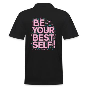 Be Your Best Self - Positive Saying - Men's Polo Shirt - black - Back - Kai (181cm)