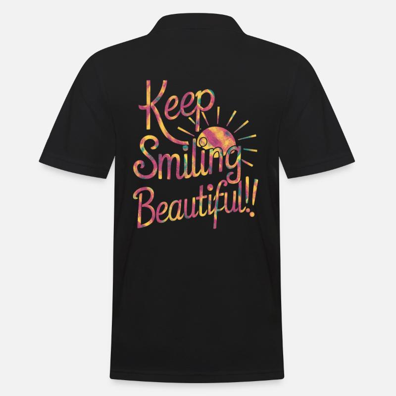 Keep Smiling Beautiful - Positiver Spruch - Männer Poloshirt - Schwarz