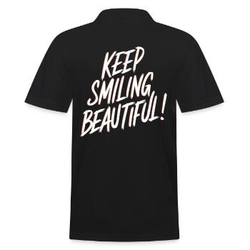 Keep Smiling Beautiful Positive Affirmation - Männer Poloshirt - Schwarz - Hinten - Kai (181cm)