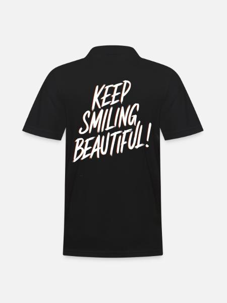 Keep Smiling Beautiful Positive Affirmation - Men's Polo Shirt - black