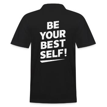 Sei Deine Beste Version Motivation - Männer Poloshirt - Schwarz - Hinten - Kai (181cm)