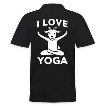 Ziegenyoga Für Entspannung Und Spaß - Männer Poloshirt - Schwarz - Hinten - Kai (181cm)