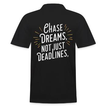 Chase Dreams Nicht Nur Deadlines - Männer Poloshirt - Schwarz - Hinten - Kai (181cm)
