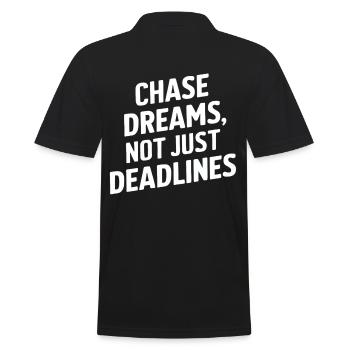 Chase Dreams Not Just Deadlines - Men's Polo Shirt - black - Back - Kai (181cm)