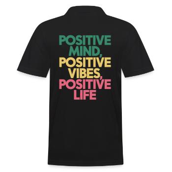 Positive Mind Vibes Life Motivation - Men's Polo Shirt - black - Back - Kai (181cm)
