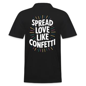Spread Love Like Confetti Message - Men's Polo Shirt - black - Back - Kai (181cm)