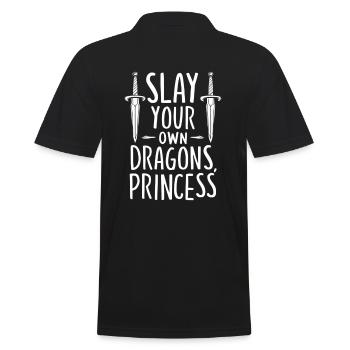Slay Your Own Dragons Prinzessin - Männer Poloshirt - Schwarz - Hinten - Kai (181cm)