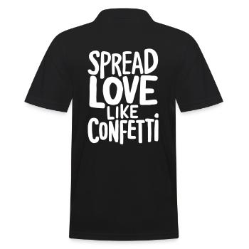 Spread Love Like Confetti Motiv - Männer Poloshirt - Schwarz - Hinten - Kai (181cm)