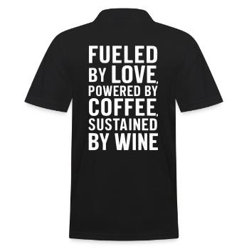 Driven by love, coffee and wine - Men's Polo Shirt - black - Back - Kai (181cm)