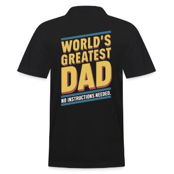 Weltbester Papa Keine Anleitung Nötig - Männer Poloshirt - Schwarz - Hinten - Kai (181cm)
