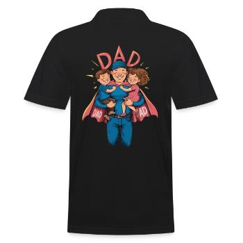 Un papa super-héros avec des enfants fiers - Polo Homme - noir - Dos - Kai (181cm)