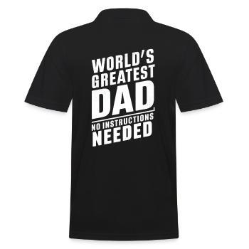 Weltbester Papa Keine Anleitung Nötig - Männer Poloshirt - Schwarz - Hinten - Kai (181cm)