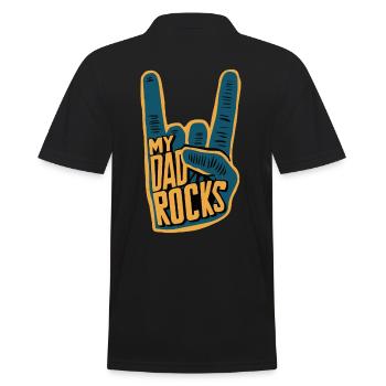 My Daddy Rocks Hand Sign Graphic - Men's Polo Shirt - black - Back - Kai (181cm)