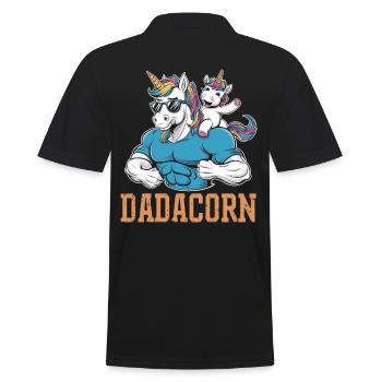 Strong dadacorn with muscles and unicorn - Men's Polo Shirt - black - Back - Kai (181cm)